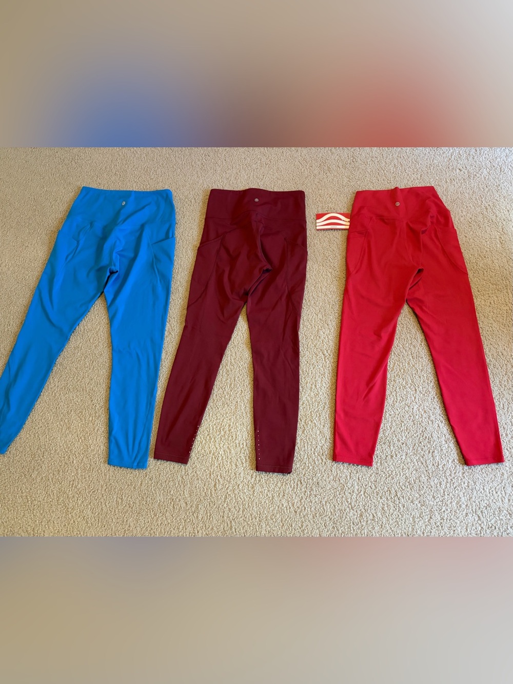 Women’s  Active Leggings bundle - Blue, Burgundy, Red small CRZ